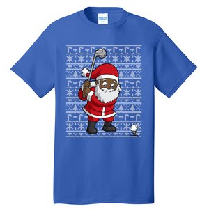 Black African American Santa Claus Golf Ugly Christmas Funny Gift Tall T-Shirt