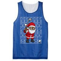 Black African American Santa Claus Golf Ugly Christmas Funny Gift Mesh Reversible Basketball Jersey Tank