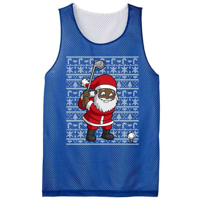 Black African American Santa Claus Golf Ugly Christmas Funny Gift Mesh Reversible Basketball Jersey Tank