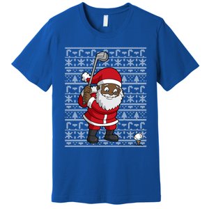 Black African American Santa Claus Golf Ugly Christmas Funny Gift Premium T-Shirt