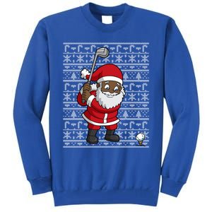 Black African American Santa Claus Golf Ugly Christmas Funny Gift Tall Sweatshirt