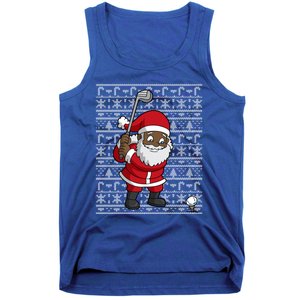 Black African American Santa Claus Golf Ugly Christmas Funny Gift Tank Top