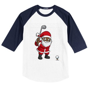 Black African American Santa Claus Golf Ugly Christmas Funny Gift Baseball Sleeve Shirt