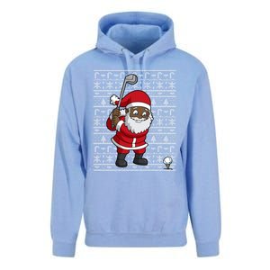 Black African American Santa Claus Golf Ugly Christmas Funny Gift Unisex Surf Hoodie