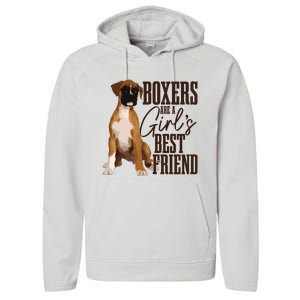 Boxers Are A Girl Best Friend Funny Dog Boxer Mom Performance Fleece Hoodie