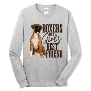 Boxers Are A Girl Best Friend Funny Dog Boxer Mom Tall Long Sleeve T-Shirt