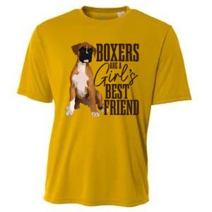 Boxers Are A Girl Best Friend Funny Dog Boxer Mom Cooling Performance Crew T-Shirt