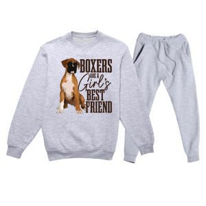 Boxers Are A Girl Best Friend Funny Dog Boxer Mom Premium Crewneck Sweatsuit Set