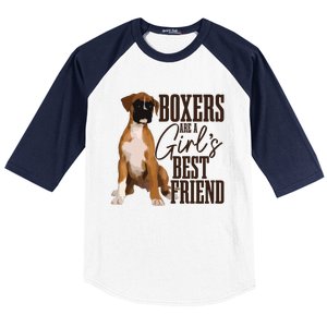 Boxers Are A Girl Best Friend Funny Dog Boxer Mom Baseball Sleeve Shirt