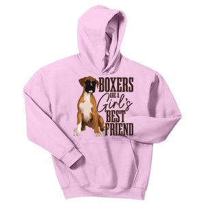 Boxers Are A Girl Best Friend Funny Dog Boxer Mom Kids Hoodie