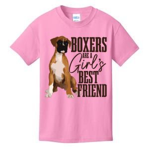 Boxers Are A Girl Best Friend Funny Dog Boxer Mom Kids T-Shirt