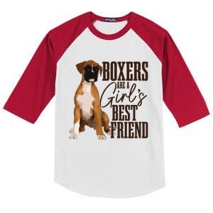 Boxers Are A Girl Best Friend Funny Dog Boxer Mom Kids Colorblock Raglan Jersey