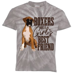 Boxers Are A Girl Best Friend Funny Dog Boxer Mom Kids Tie-Dye T-Shirt