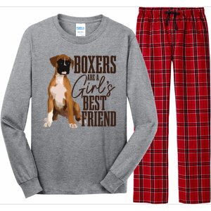 Boxers Are A Girl Best Friend Funny Dog Boxer Mom Long Sleeve Pajama Set