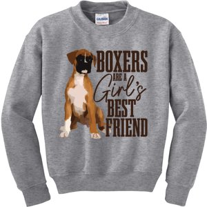 Boxers Are A Girl Best Friend Funny Dog Boxer Mom Kids Sweatshirt