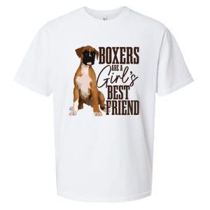 Boxers Are A Girl Best Friend Funny Dog Boxer Mom Sueded Cloud Jersey T-Shirt