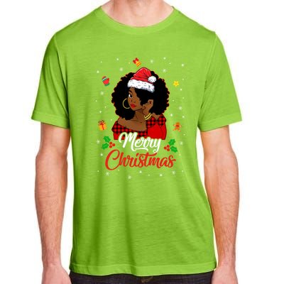 Black African American Melanin Christmas Santa Hat Meaningful Gift Adult ChromaSoft Performance T-Shirt