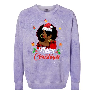 Black African American Melanin Christmas Santa Hat Meaningful Gift Colorblast Crewneck Sweatshirt