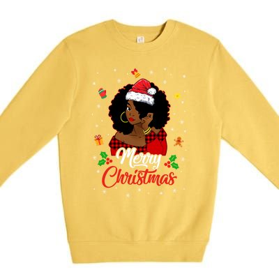 Black African American Melanin Christmas Santa Hat Meaningful Gift Premium Crewneck Sweatshirt