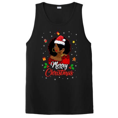 Black African American Melanin Christmas Santa Hat Meaningful Gift PosiCharge Competitor Tank