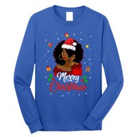 Black African American Melanin Christmas Santa Hat Meaningful Gift Long Sleeve Shirt