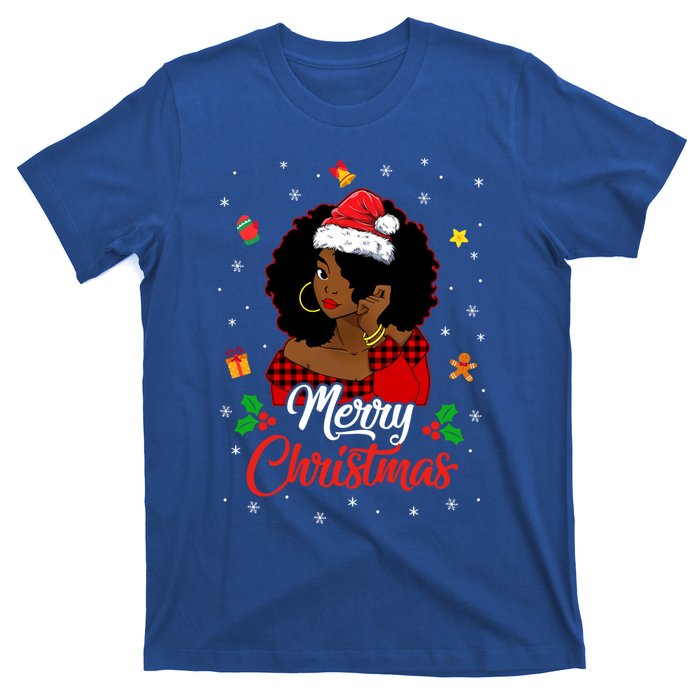 Black African American Melanin Christmas Santa Hat Meaningful Gift T-Shirt