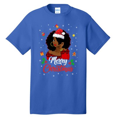 Black African American Melanin Christmas Santa Hat Meaningful Gift Tall T-Shirt