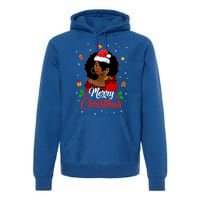 Black African American Melanin Christmas Santa Hat Meaningful Gift Premium Hoodie