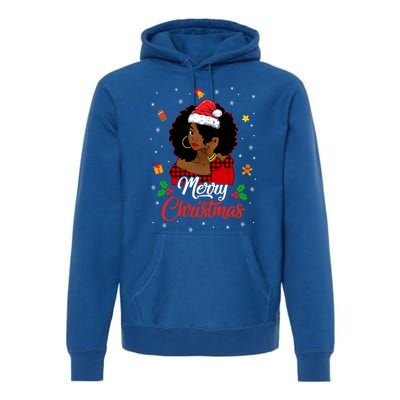 Black African American Melanin Christmas Santa Hat Meaningful Gift Premium Hoodie