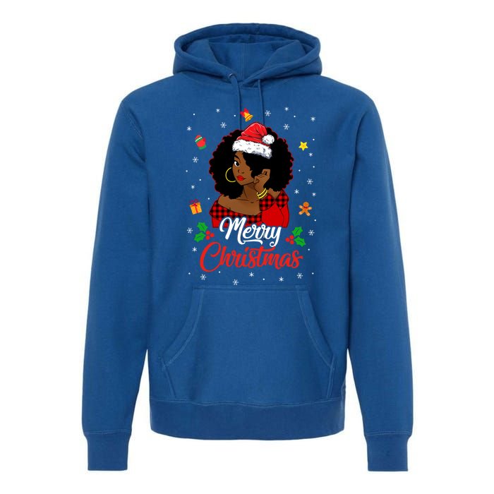 Black African American Melanin Christmas Santa Hat Meaningful Gift Premium Hoodie