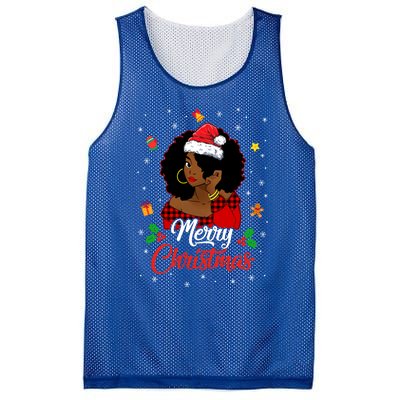 Black African American Melanin Christmas Santa Hat Meaningful Gift Mesh Reversible Basketball Jersey Tank