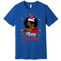 Black African American Melanin Christmas Santa Hat Meaningful Gift Premium T-Shirt