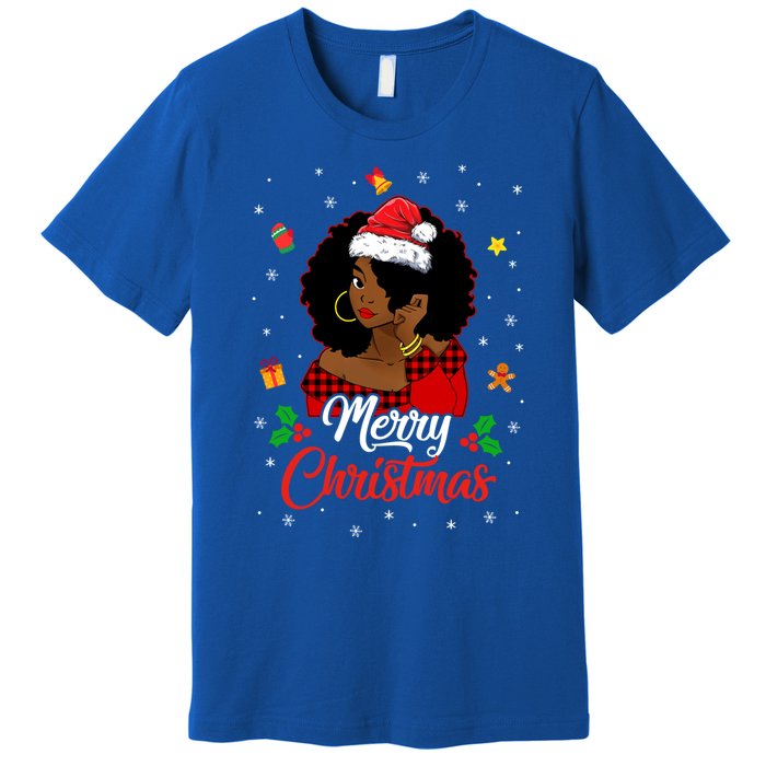 Black African American Melanin Christmas Santa Hat Meaningful Gift Premium T-Shirt