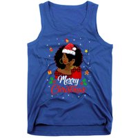 Black African American Melanin Christmas Santa Hat Meaningful Gift Tank Top