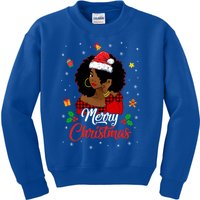 Black African American Melanin Christmas Santa Hat Meaningful Gift Kids Sweatshirt