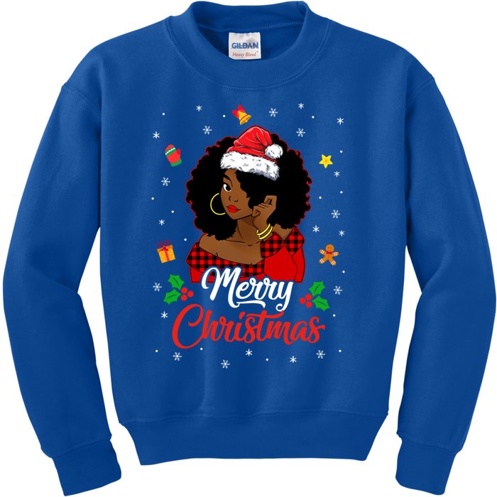 Black African American Melanin Christmas Santa Hat Meaningful Gift Kids Sweatshirt