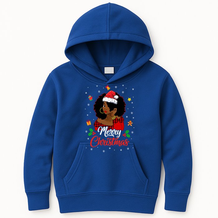 Black African American Melanin Christmas Santa Hat Meaningful Gift Kids Hoodie