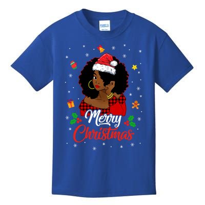 Black African American Melanin Christmas Santa Hat Meaningful Gift Kids T-Shirt