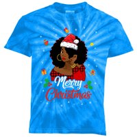 Black African American Melanin Christmas Santa Hat Meaningful Gift Kids Tie-Dye T-Shirt