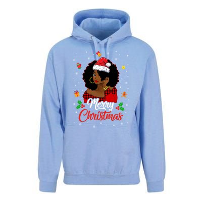 Black African American Melanin Christmas Santa Hat Meaningful Gift Unisex Surf Hoodie