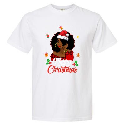 Black African American Melanin Christmas Santa Hat Meaningful Gift Garment-Dyed Heavyweight T-Shirt