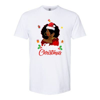 Black African American Melanin Christmas Santa Hat Meaningful Gift Softstyle CVC T-Shirt