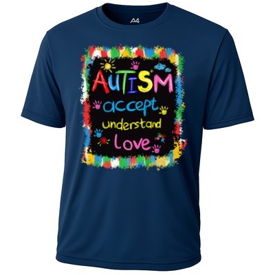 Brushstroke Autism Awareness Accept Understand Love Autism Cooling Performance Crew T-Shirt