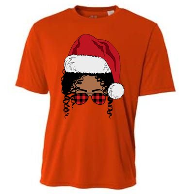 Black African American Santa Afro Christmas Melanin Buffalo Cool Gift Cooling Performance Crew T-Shirt