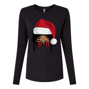 Black African American Santa Afro Christmas Melanin Buffalo Cool Gift Womens Cotton Relaxed Long Sleeve T-Shirt