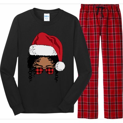 Black African American Santa Afro Christmas Melanin Buffalo Cool Gift Long Sleeve Pajama Set