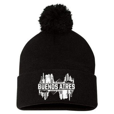 Buenos Aires Argentina Skyline Pom Pom 12in Knit Beanie