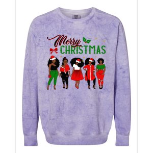 Black African American Santa Christmas Melanin Great Gift Colorblast Crewneck Sweatshirt