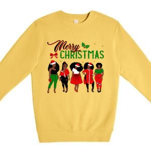 Black African American Santa Christmas Melanin Great Gift Premium Crewneck Sweatshirt