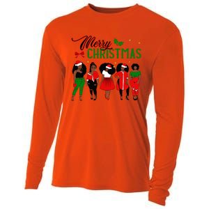 Black African American Santa Christmas Melanin Great Gift Cooling Performance Long Sleeve Crew